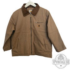 CARHARTT Detroit Mens Reworked Canvas Vintage Tan Camel Bomber Jacket - Small