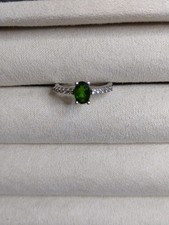 Russian Diopside And Zircon 925 Sterling Silver Ring Size N