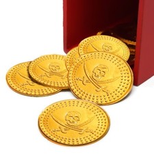 72 PLASTIC GOLD PIRATE TREASURE COINS LOOT GOODY PARTY BAG PINNATA FILLERS TOYS