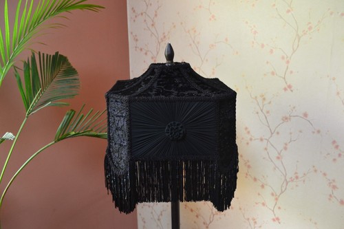 Gothic black velvet lampshade
