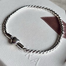 Pandora - Silver Heart Clasp Studded Chain Moments Bracelet - Size 20