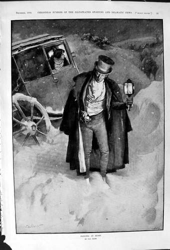 Old 1900 snow scene - old,