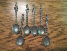 6 Vintage Pewter 4.5" Sugar