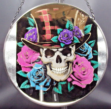 Etched and coloured image on