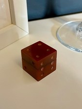 Vintage Bakerlite Dice Shaped Rouge Pot Trinket Box Collectible Novelty