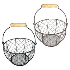 Farmhouse wire egg basket for - wire,