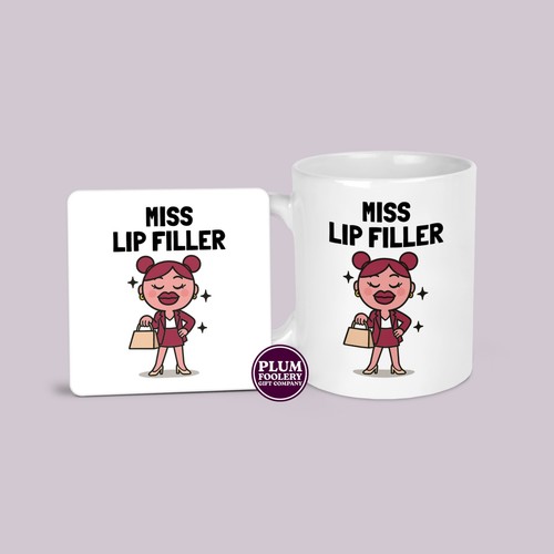 Miss lip filler mug coaster - filler,