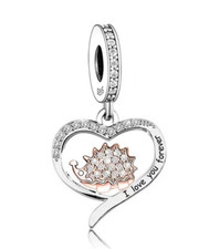 CLOSING DOWN SALE, New Sterling silver Hedgehog I Love You Forever Dangle Charm