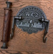 BNIB Toilet Roll Holder Wood & Antique Iron London Covent Garden Design