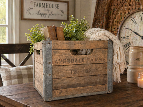 Vintage milk crate - milk, wooden