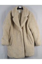 H&M Womens Beige Teddy Coat Faux Shearling Jacket Size S/M r1551