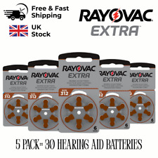 Rayovac Size 312 hearing aid batteries 30 cells PR41 DA312 ZA/PR312 Brown