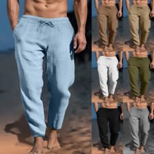Mens Cotton Linen Trousers