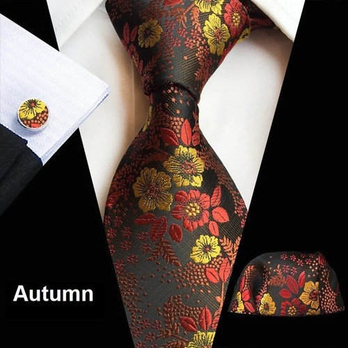 Autumn floral silk tie pocket - silk,