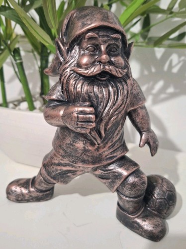 Garden gnome football - football, bronzed
