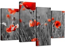 Large red poppy black white - black,