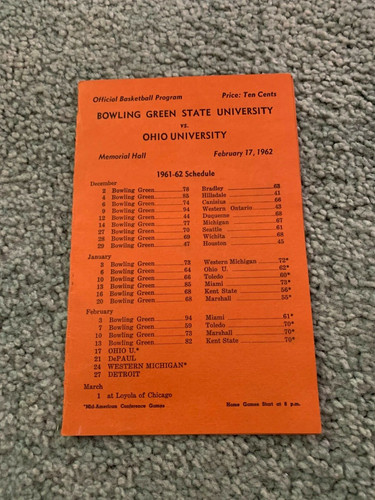 1962 bowling green state - bowling,