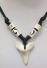 Imitation Resin 2.5x3 cm Shark Tooth pendant black Cord Necklace Men Women 