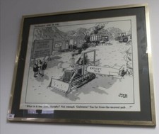 Large Original Published JAK Cartoon 1980's Falklands War Theme Print  28" X 24"