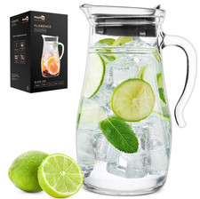 1.8L Glass Water Jug Pitcher Juice Cocktail Iced Tea Carafe With Lid Fridge