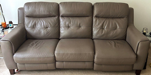 Recliner grey leather - recliner,