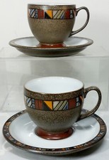 DENBY Marrakesh Stoneware 2x Tea Cups with Saucers