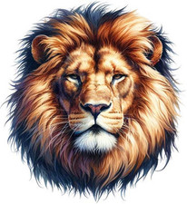 Colourful Lion Head Face Wall