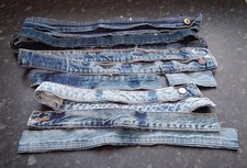 Denim Waistband Offcuts - Recycled Jeans 300g bag - Mixed Lengths/Colours/Brands