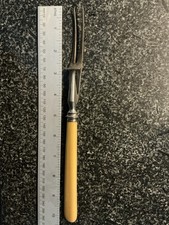 Vintage Carving Fork Cream Handle Guard #49