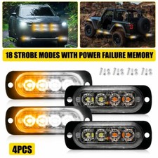 4x  12V-24V Amber/White LED Truck Tow Grill Emergency Lights Strobe Bar Caution
