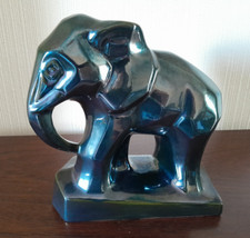French Art Deco Pottery Elephant Cubist Design