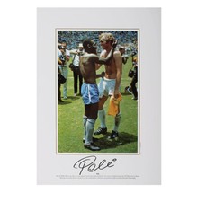 Pele Signed Brazil Photo - Swapping Shirts With Bobby Moore Autograph Jersey