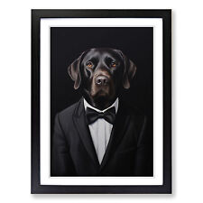 Labrador Retriever in a Suit No.2 Framed Canvas Wall Art Print Poster Picture