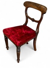 Antique Victorian Balloon Back Dining Chair With Red Upholstery Bedroom Chair