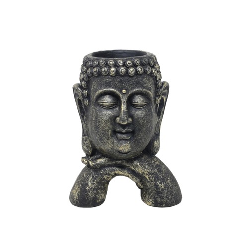 Gold buddha head planter - gold,