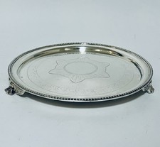Large Antique Victorian Solid Sterling Silver Tray Salver
