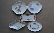 FIVE   PLATTERS/DISHES ( SHELLEY-WEDGWOOD-MALING-OLD FOLEY-GRINDLEY  )