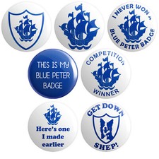 7 x Blue Peter BUTTON PIN