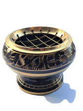 Black Brass Incense Resin Bowl - Incense Burner with Detachable Wire Lid
