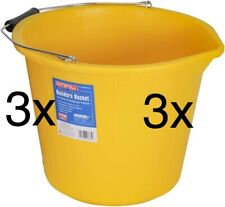 3x Faithfull FAI3GBUCKYEL 14 Litre (3 Gallon) Yellow Builders Bucket