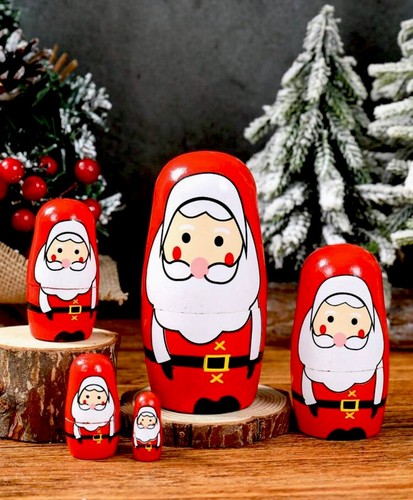 Christmas matryoshka wooden - matryoshka,