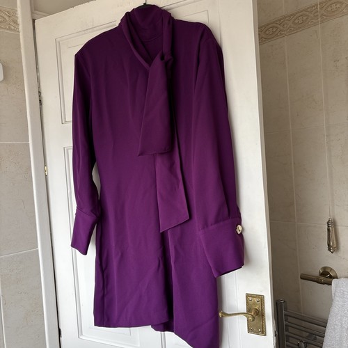 Zara purple pussy bow - tie, neck