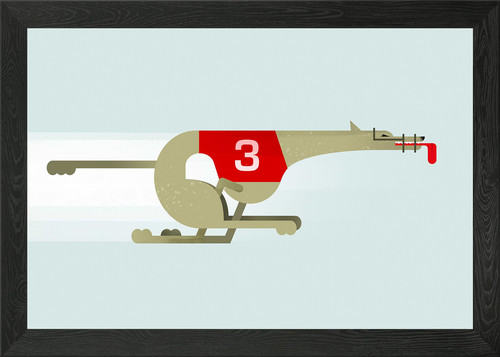 Stylized greyhound framed - stylized, wall