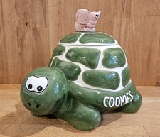 Vintage Retro Rare Tortoise & Butterfly Cookie Jar: Ceramic Biscuit Barrel & Lid