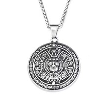 Mayan Calendar Necklace Silver