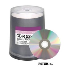 100 Ritek Diamond White THERMAL Printable 700MB Blank CD 52x dye Discs Rimage