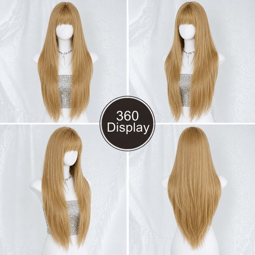 Blonde long straight dress - blonde,