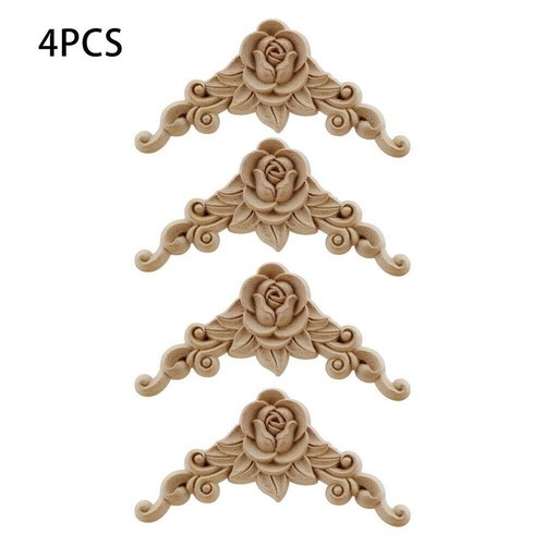 4pcs wooden carved applique - wooden,