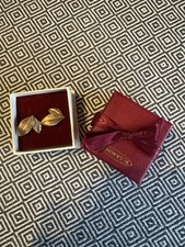 Vintage 9ct gold leaf earrings - vintage,
