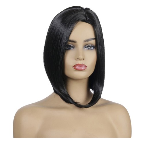 Short straight wig black - straight, high